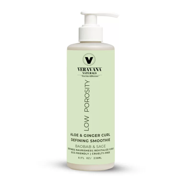 Veravana Naturals Low Porosity Aloe & Ginger Curl Defining Smoothie – Baobab & Sage, 8oz