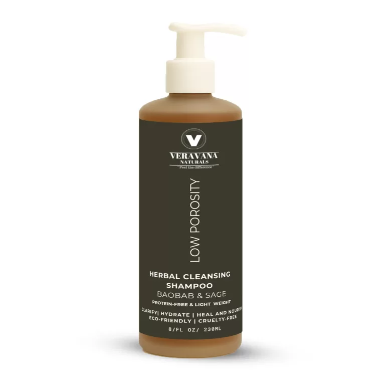 Veravana Naturals Low Porosity Herbal Cleansing Shampoo – Baobab & Sage, 8oz